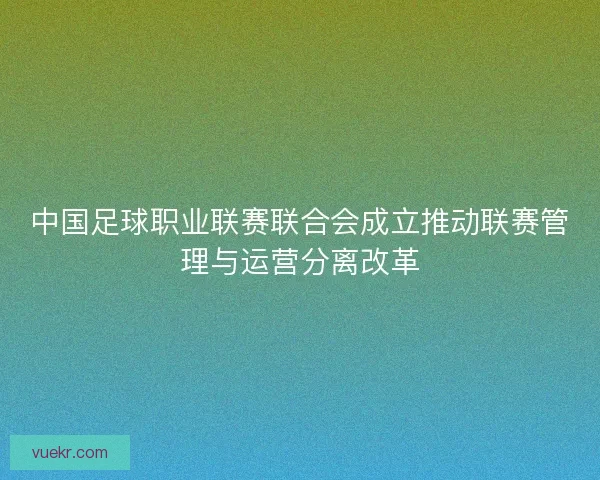 中国足球职业联赛联合会成立推动联赛管理与运营分离改革