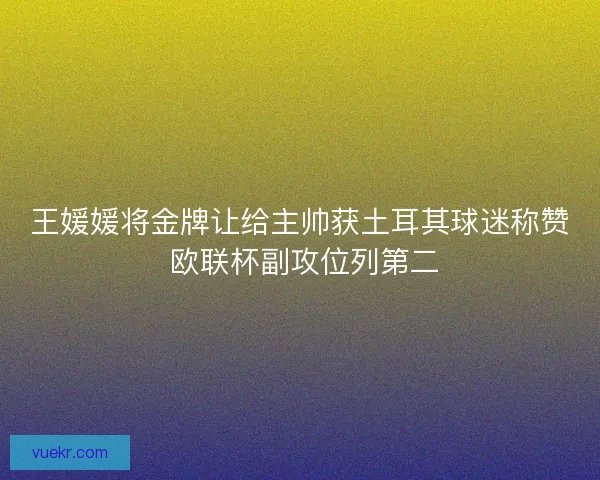 王媛媛将金牌让给主帅获土耳其球迷称赞 欧联杯副攻位列第二